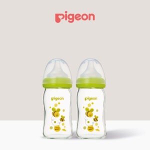 SofTouch™ Wide Neck Nursing Bottle Glass 160ml Bees Twin Pack