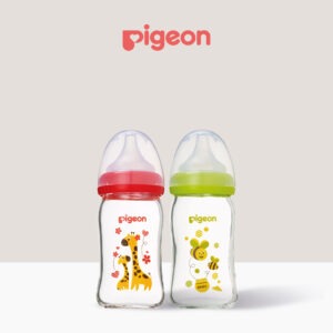 SofTouch™ Wide Neck Nursing Bottle Glass 160ml Bees and Giraffe Combo