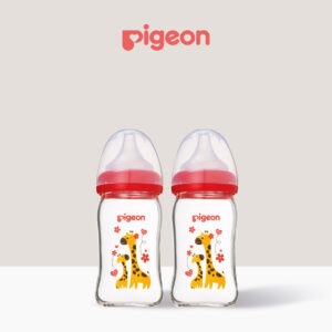 SofTouch™ Wide Neck Nursing Bottle Glass 160ml Giraffe Twin Pack