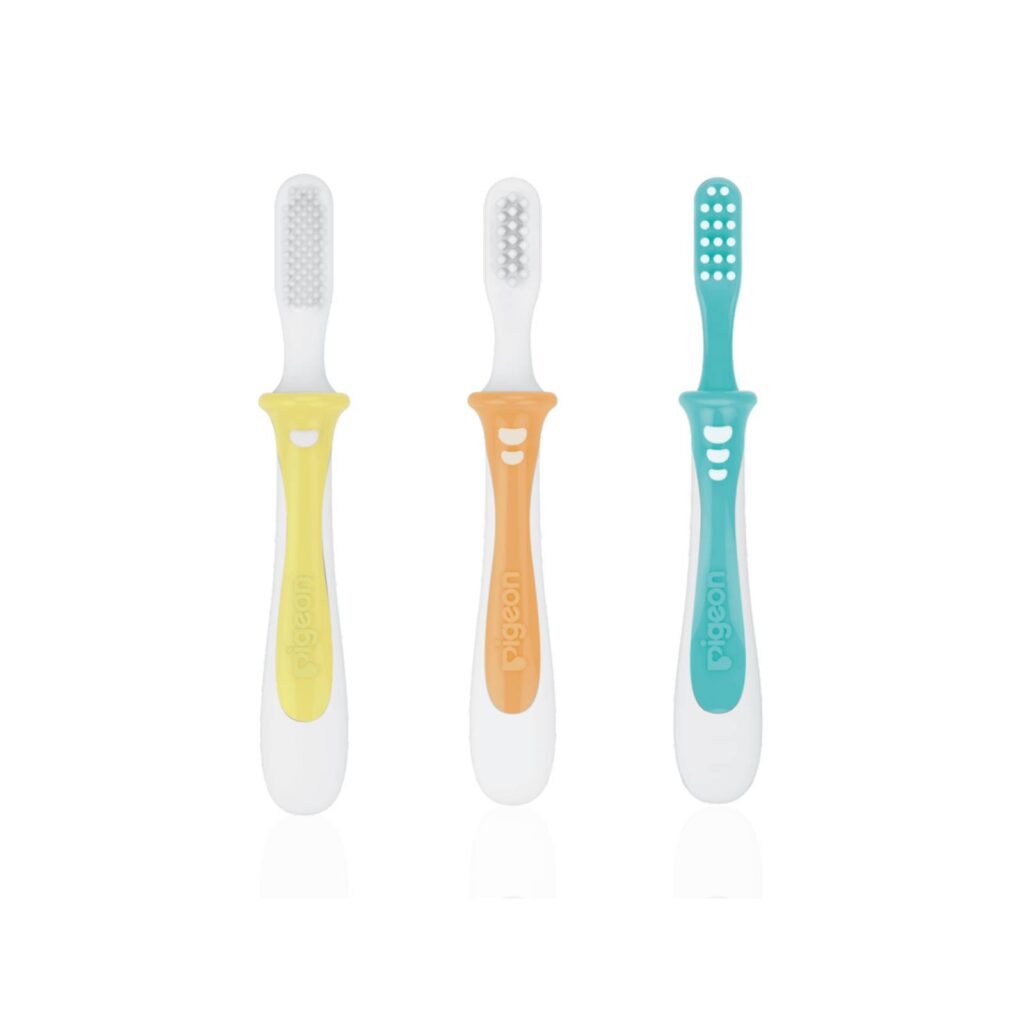 Pigeon Baby Training Toothbrush Set from Malaysia - ergonomically designed for safe and easy brushing during teething stages.